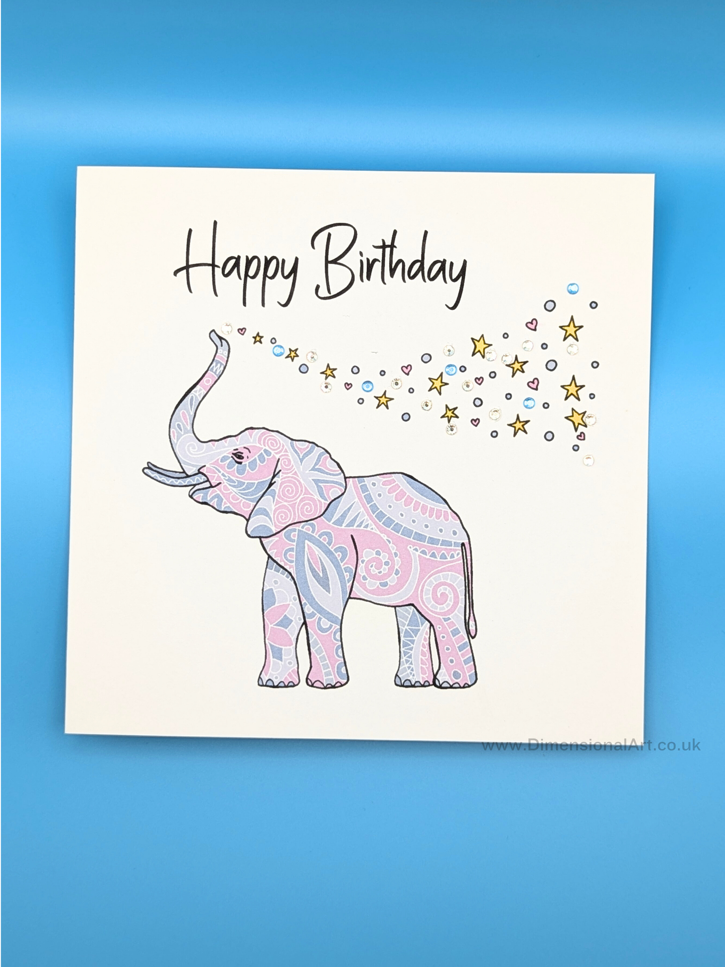 Pink Elephant Birthday Card