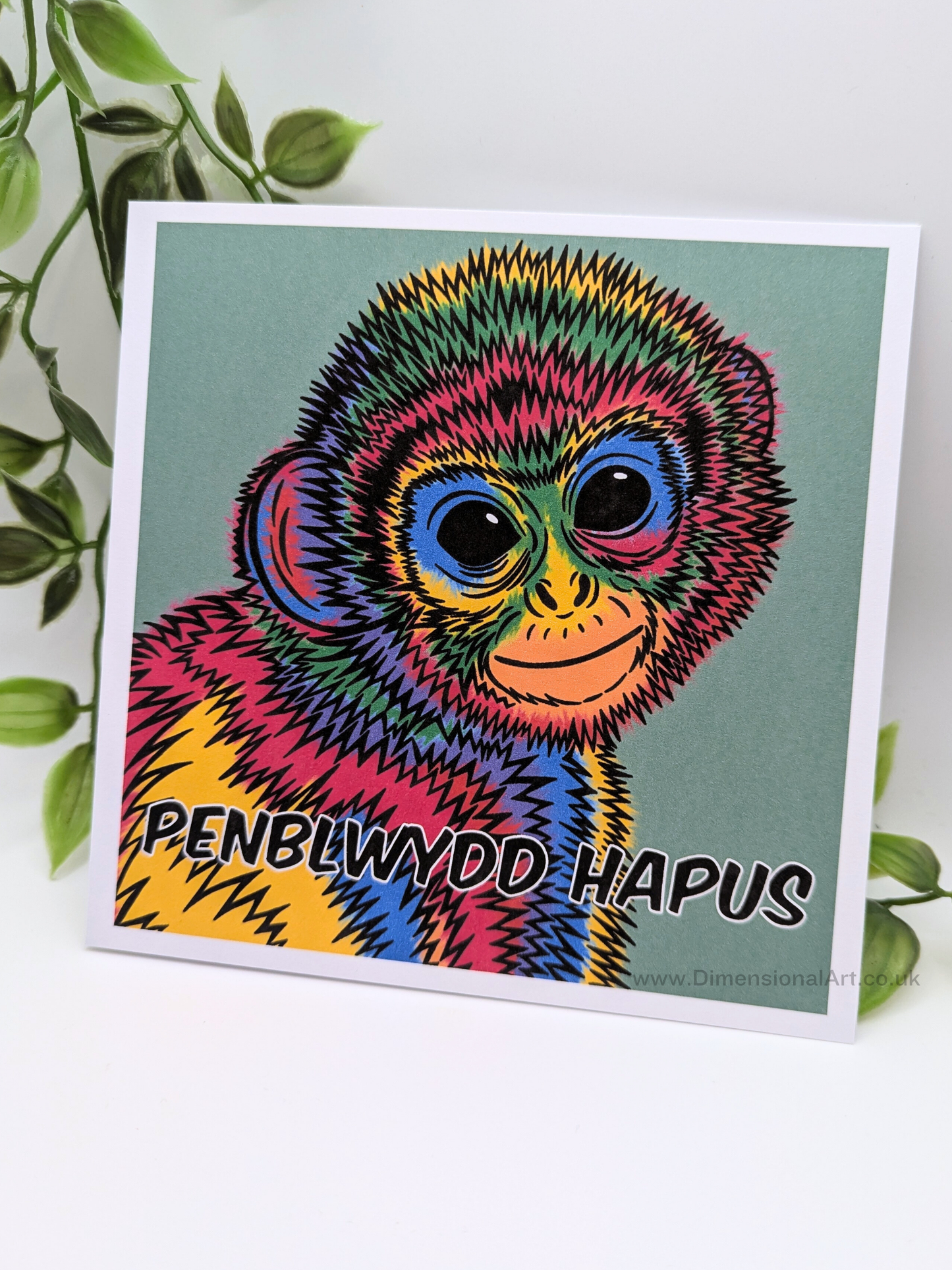 Pop art Monkey Penblwydd Hapus (Birthday Card)