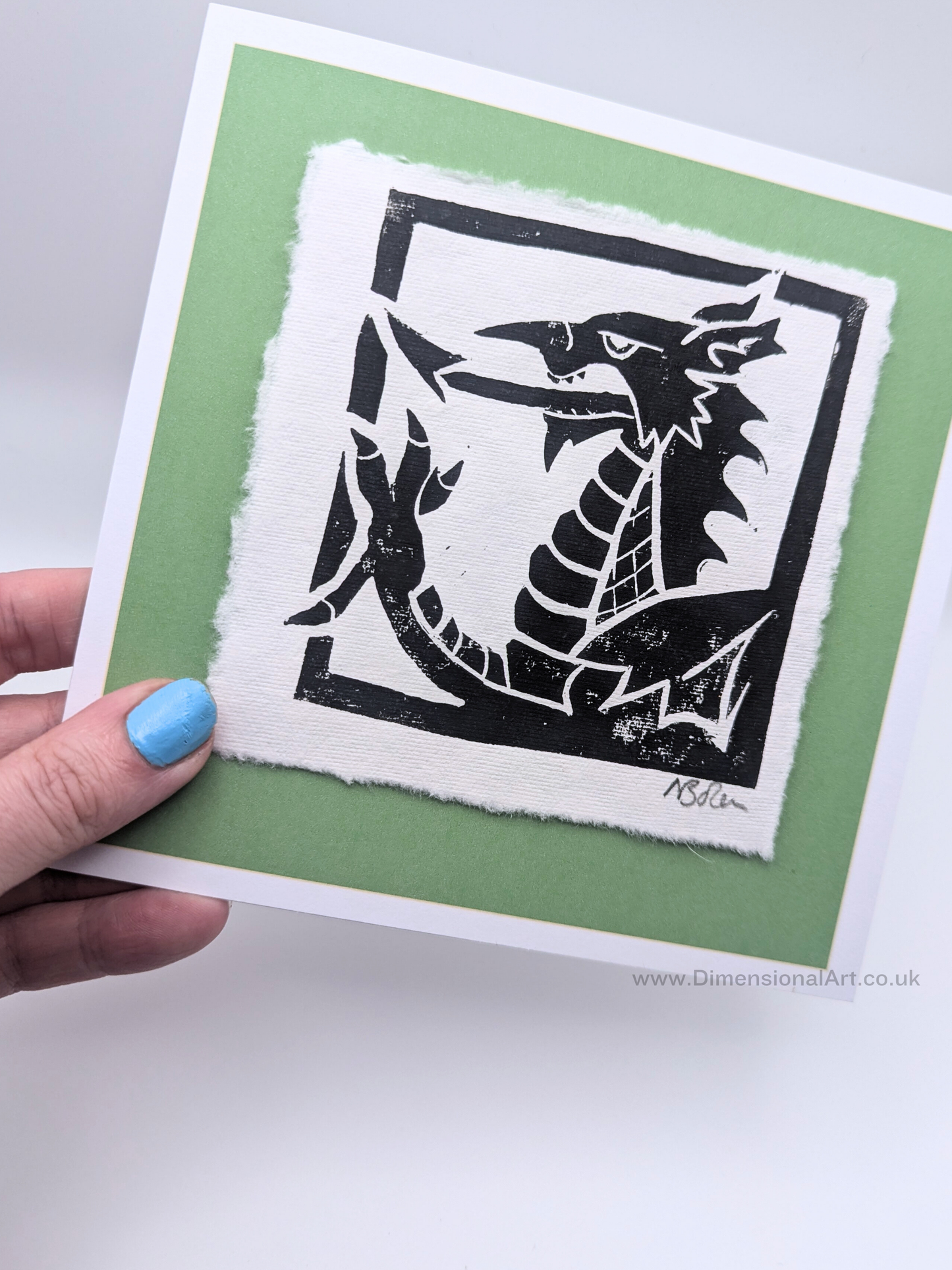 Welsh Dragon - Hand Printed Linocut Cards - Greetings Cards -