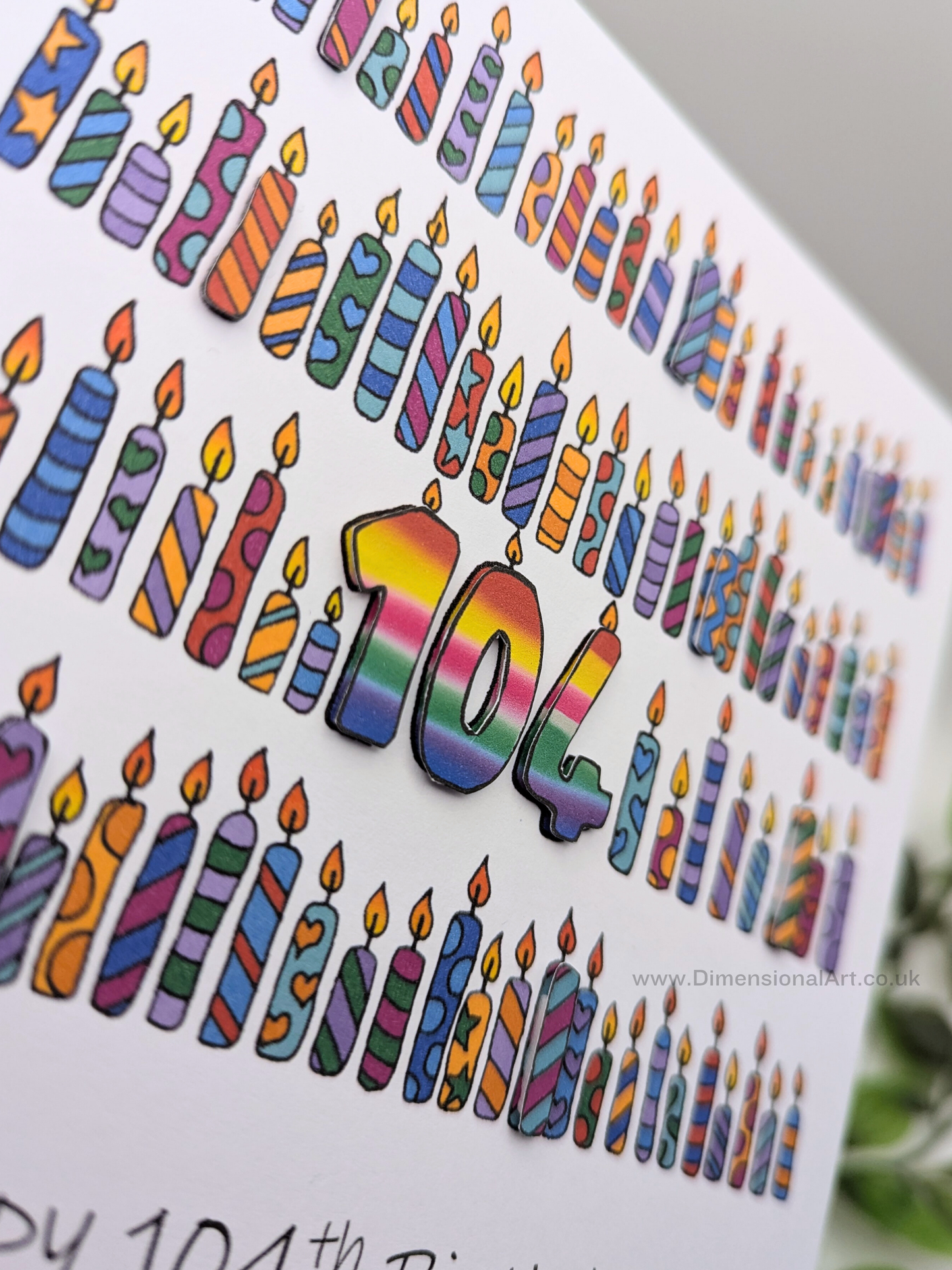 104 Candles Birthday Card 104th