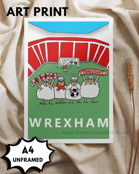 Wrexham Football Sheep A4 Print