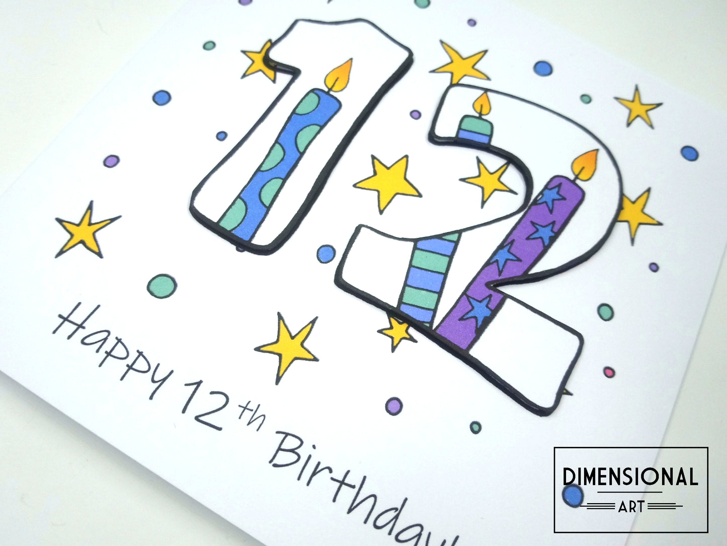 12th Number Candles Birthday Card