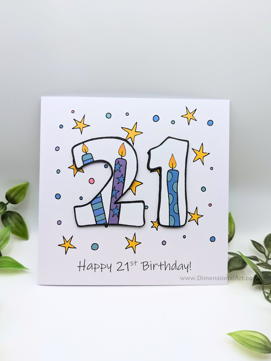 21st Number Candles Birthday Card