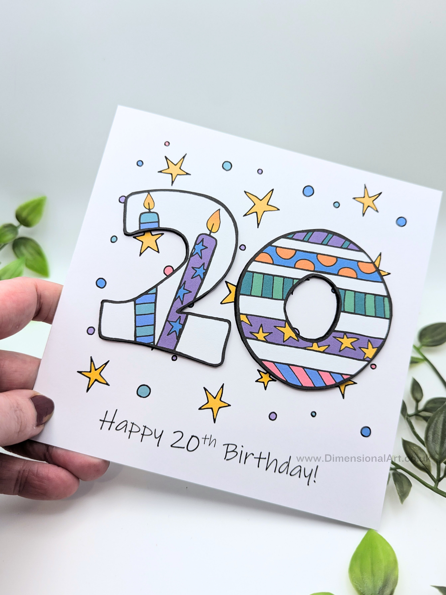 20th Number Candles Birthday Card