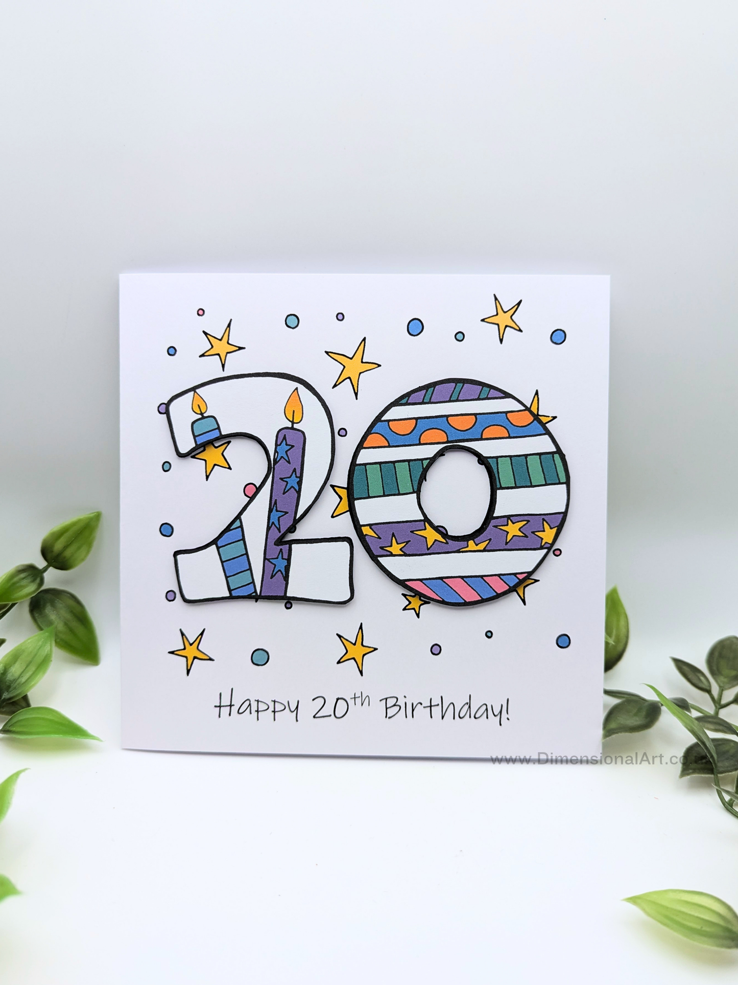 20th Number Candles Birthday Card