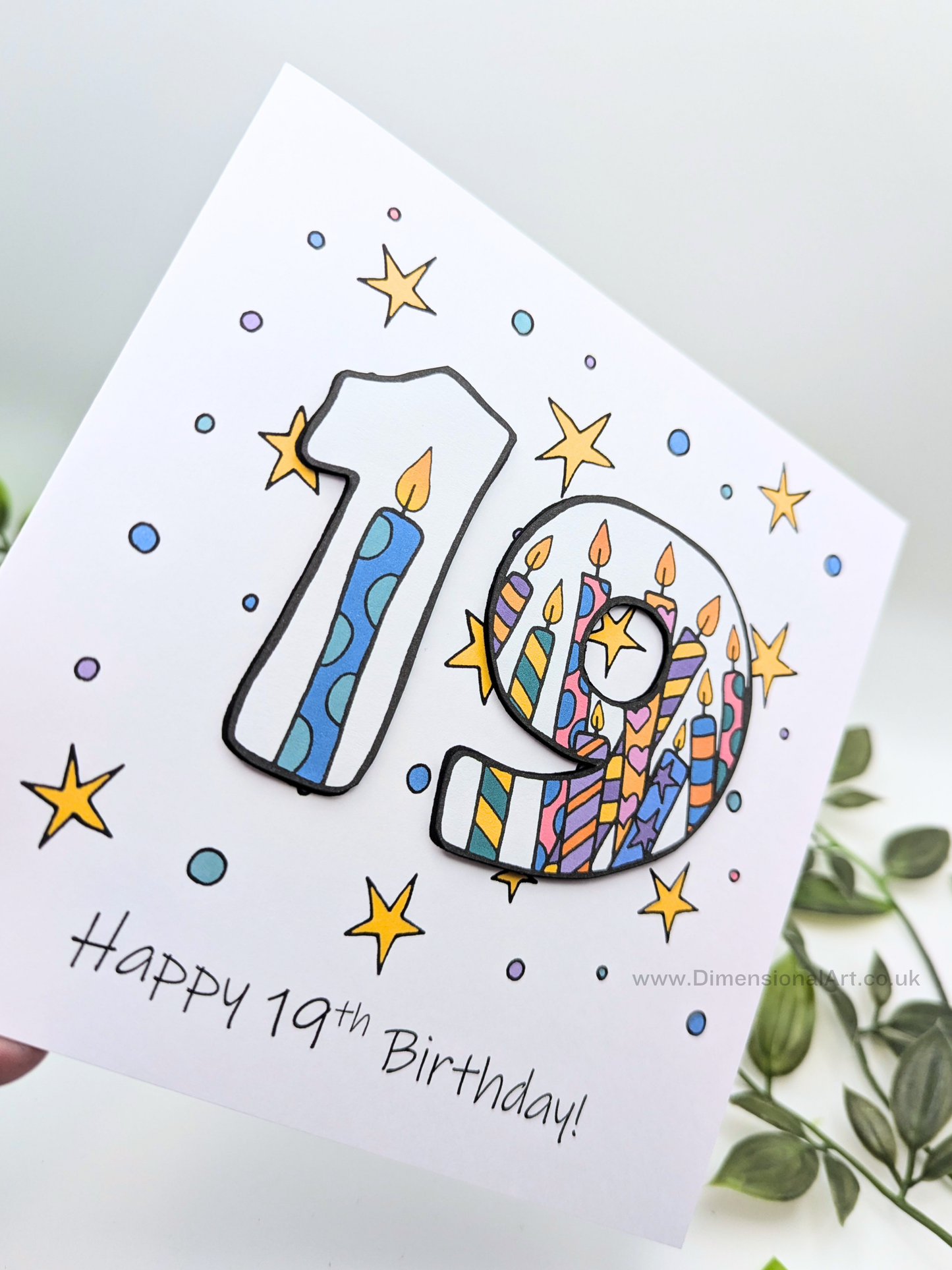 19th Number Candles Birthday Card