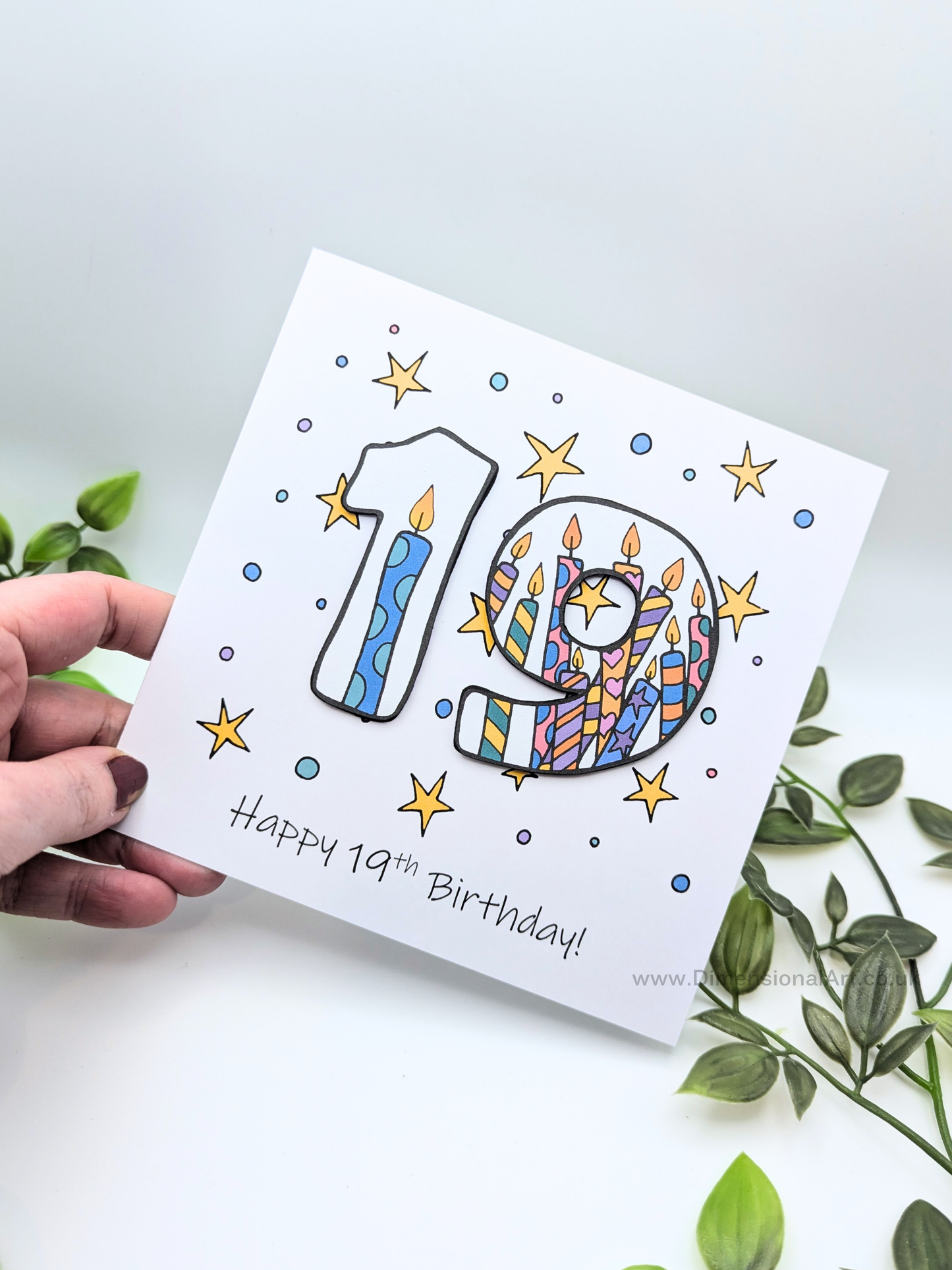19th Number Candles Birthday Card