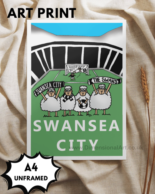 Swansea City Football Sheep A4 Print