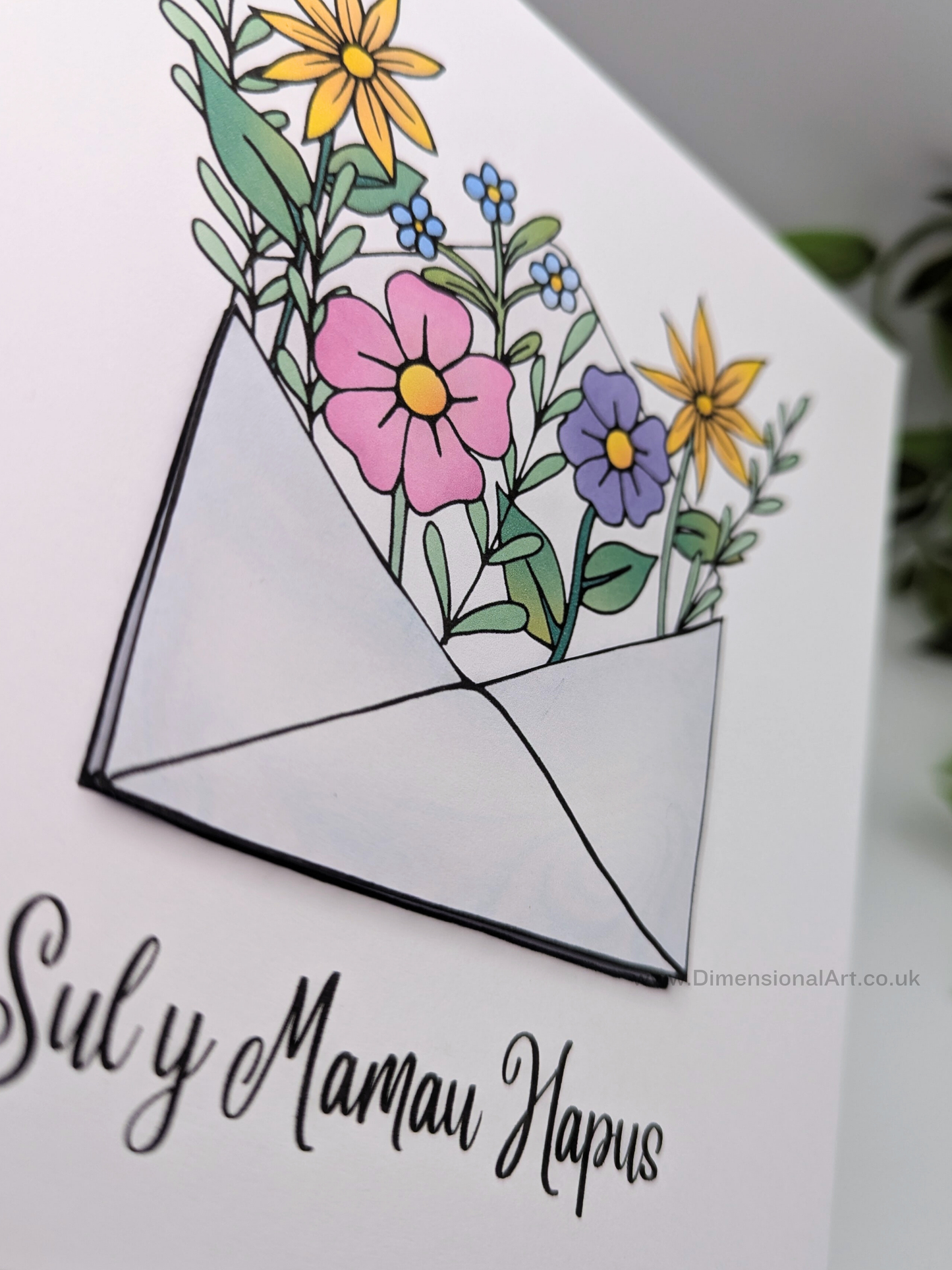 Flower Envelope Sul y mamau hapus (Mothers day) WELSH