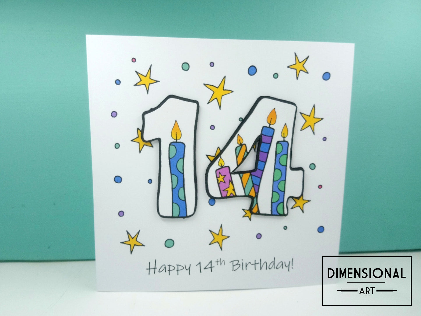 14th Number Candles Birthday Card