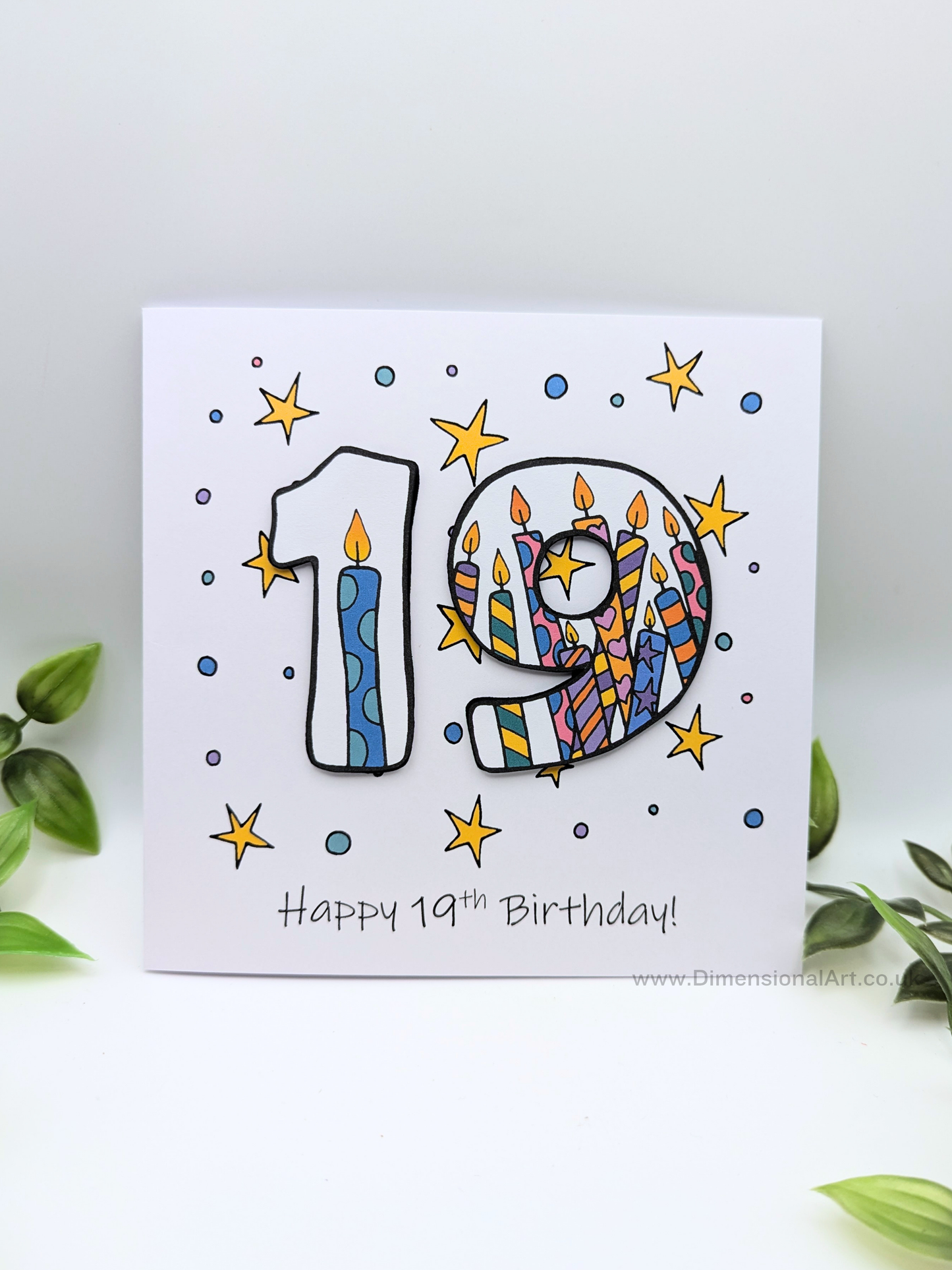 19th Number Candles Birthday Card