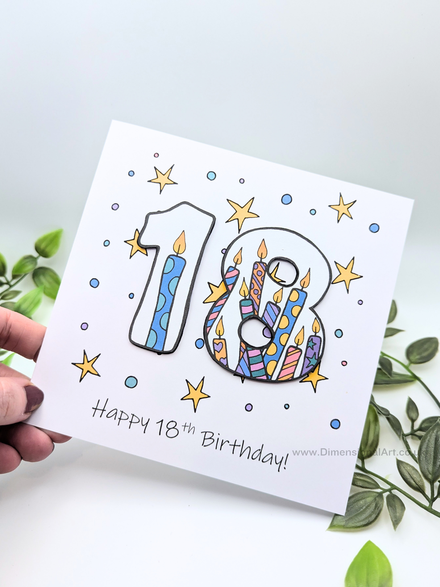 18th Number Candles Birthday Card