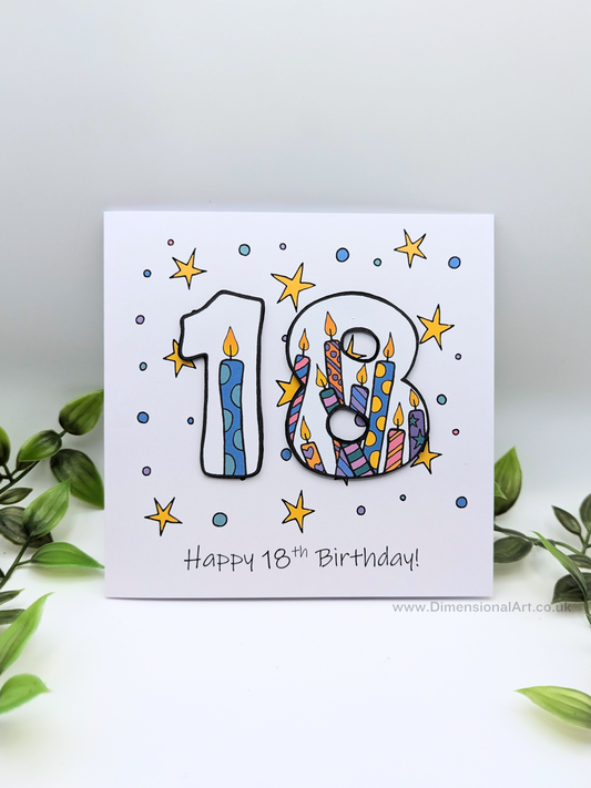 18th Number Candles Birthday Card