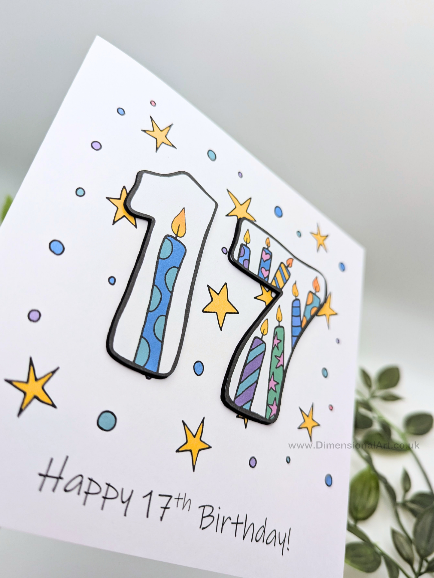 17th Number Candles Birthday Card