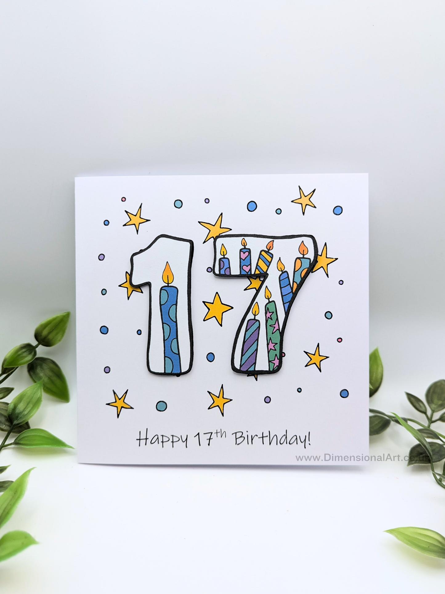 17th Number Candles Birthday Card