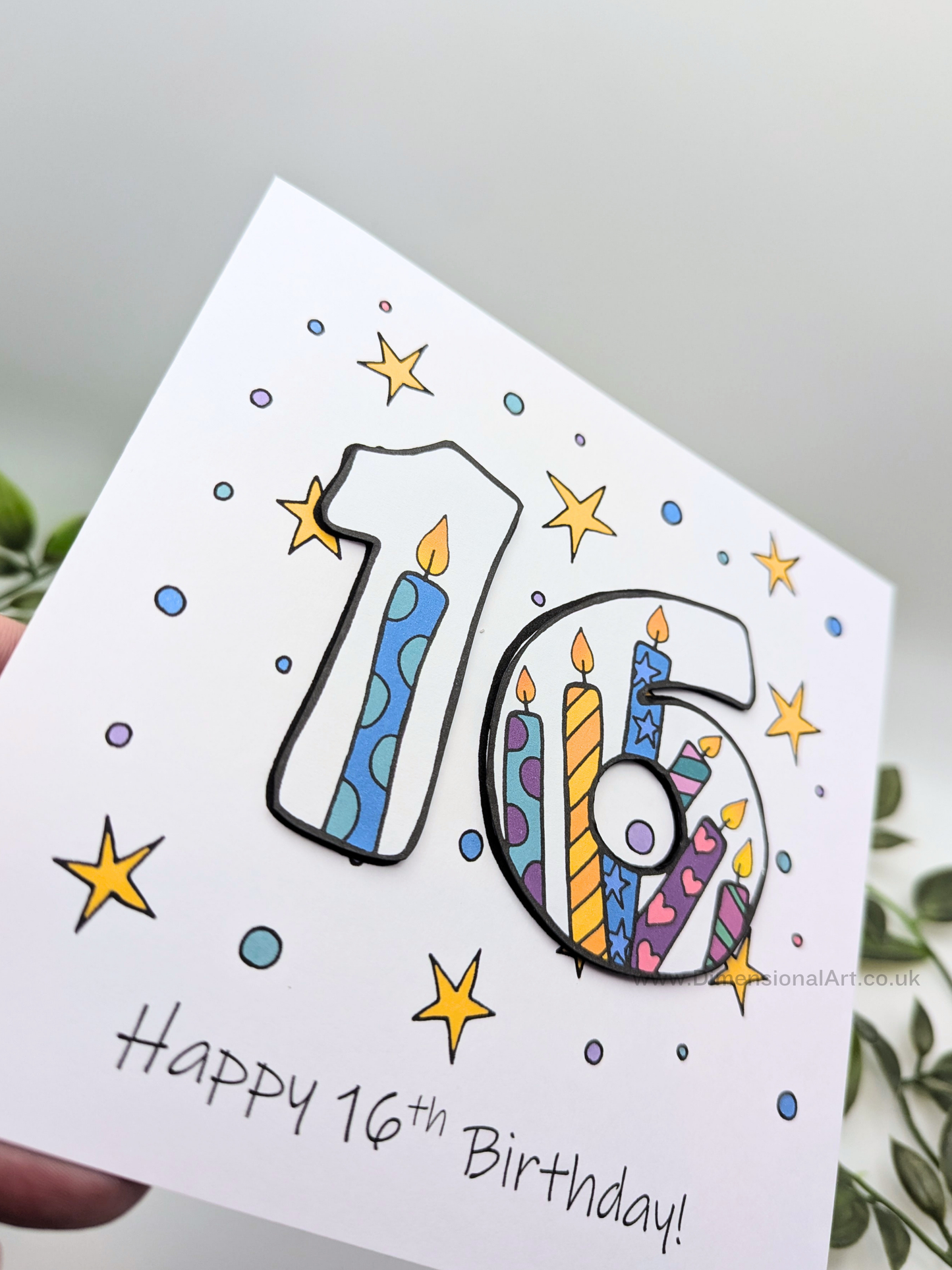 16th Number Candles Birthday Card