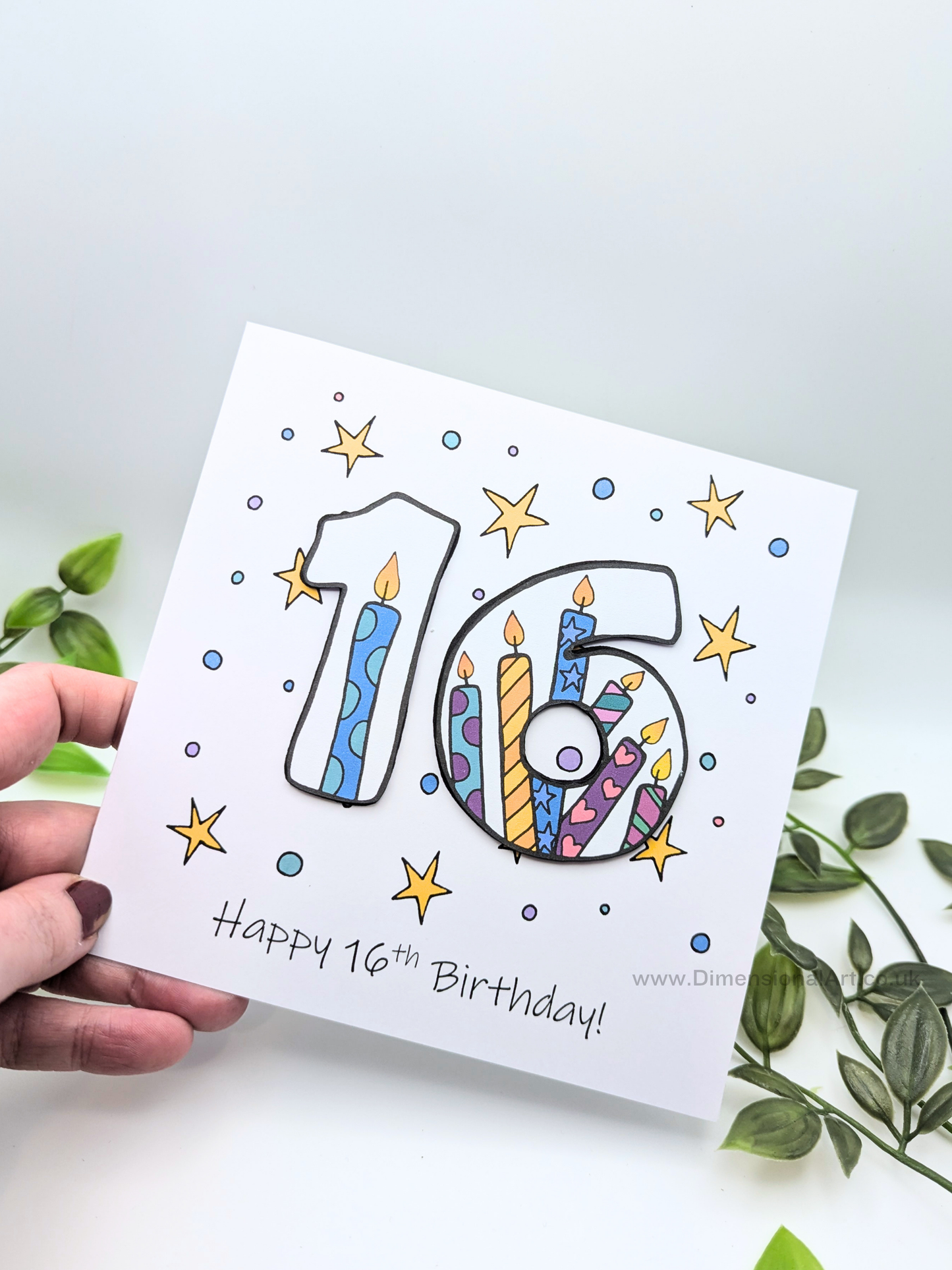 16th Number Candles Birthday Card