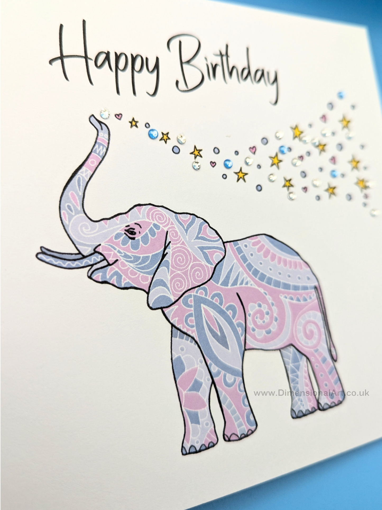 Pink Elephant Birthday Card