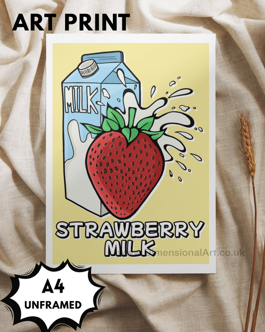 Strawberry Milk A4 Print