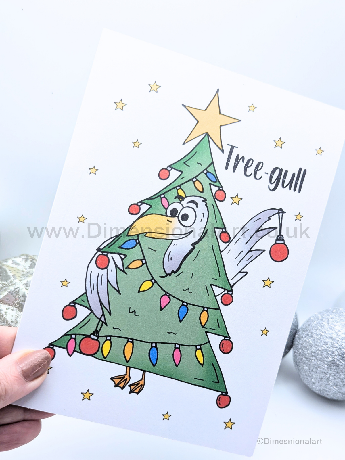 Tree-gull seagull Christmas card