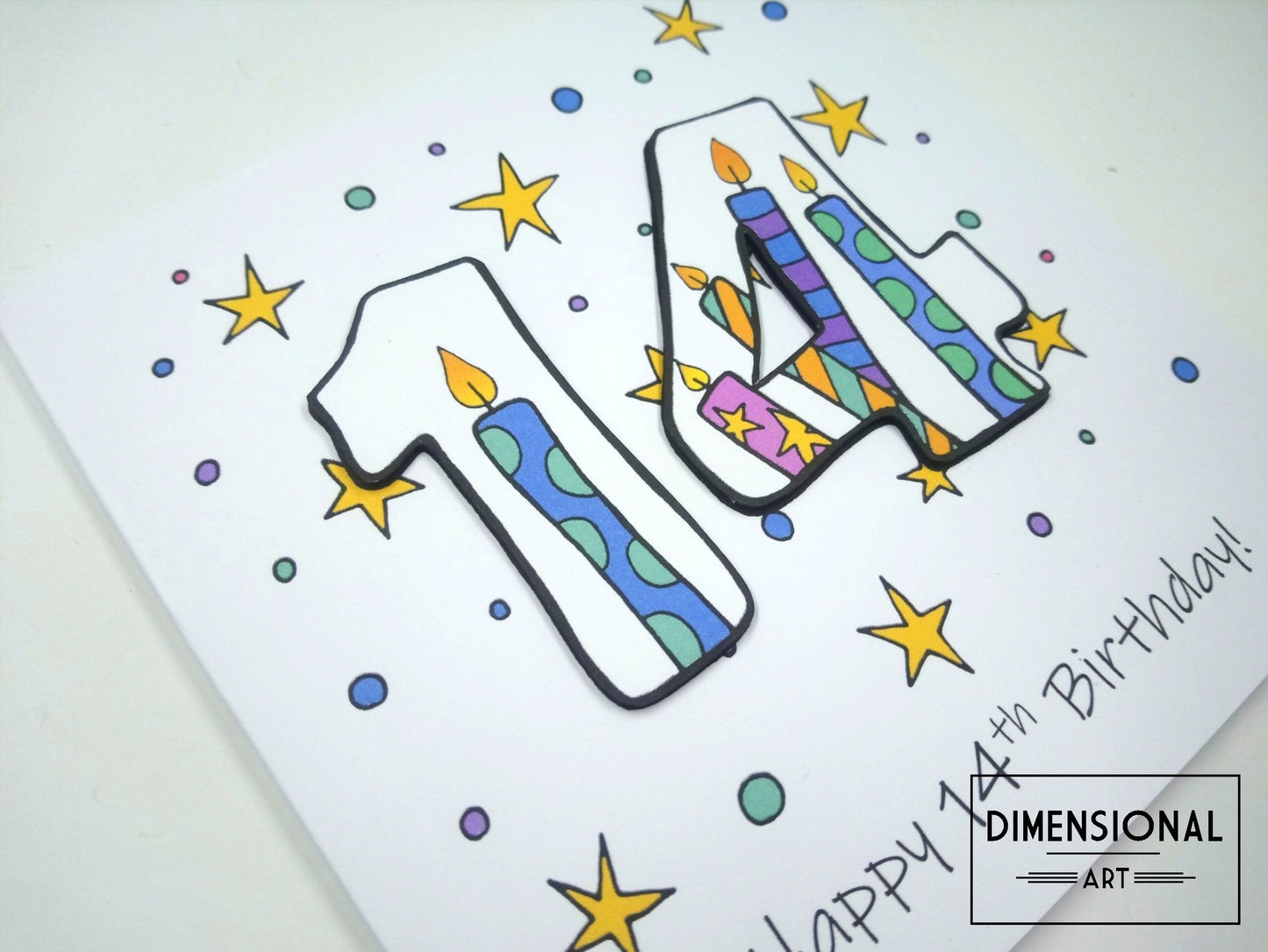 14th Number Candles Birthday Card