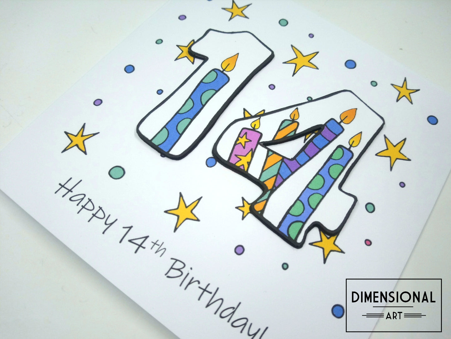 14th Number Candles Birthday Card