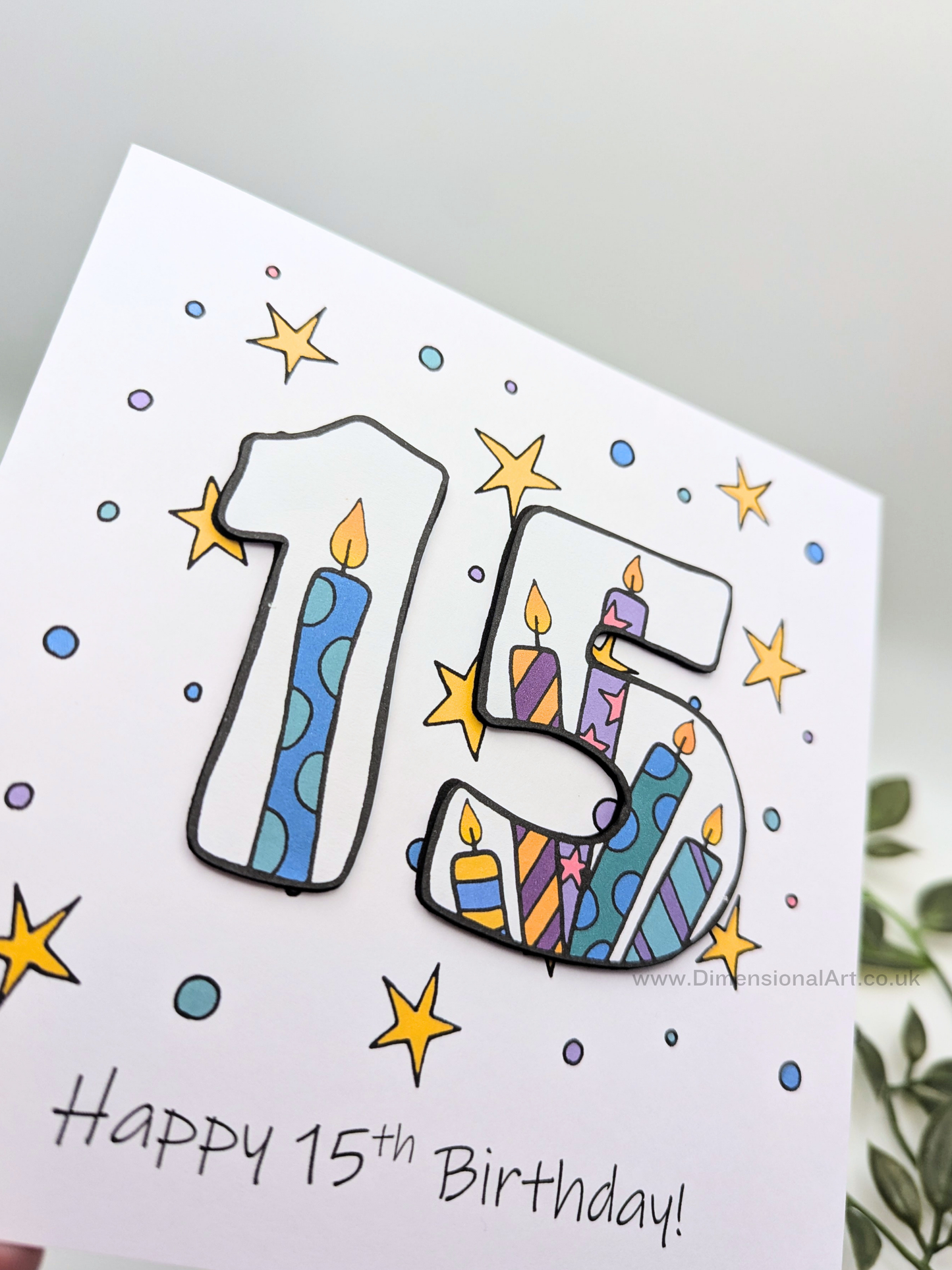 15th Number Candles Birthday Card