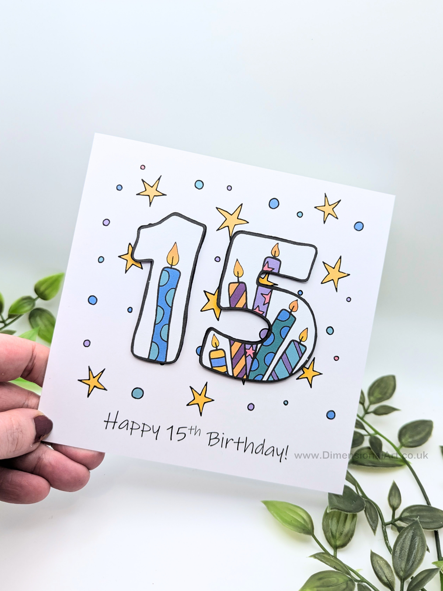 15th Number Candles Birthday Card