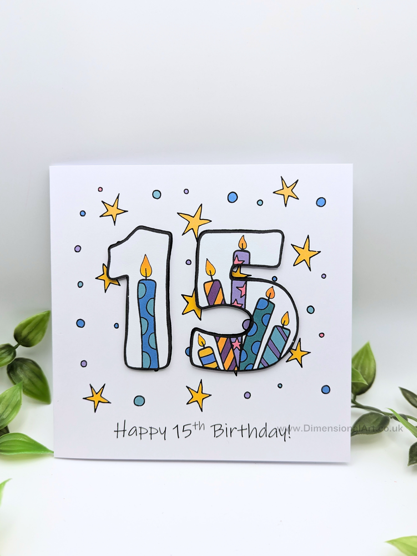 15th Number Candles Birthday Card