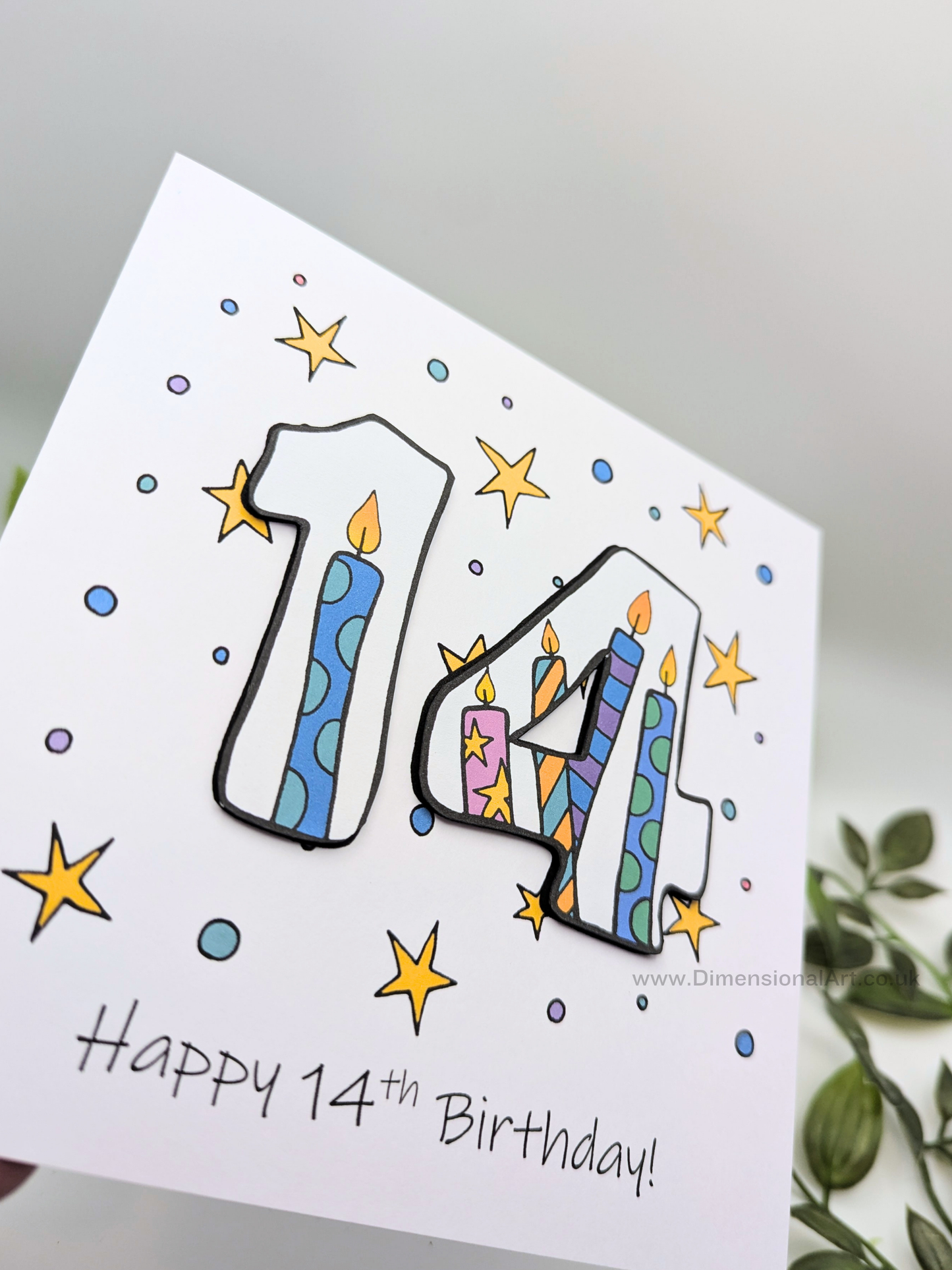14th Number Candles Birthday Card