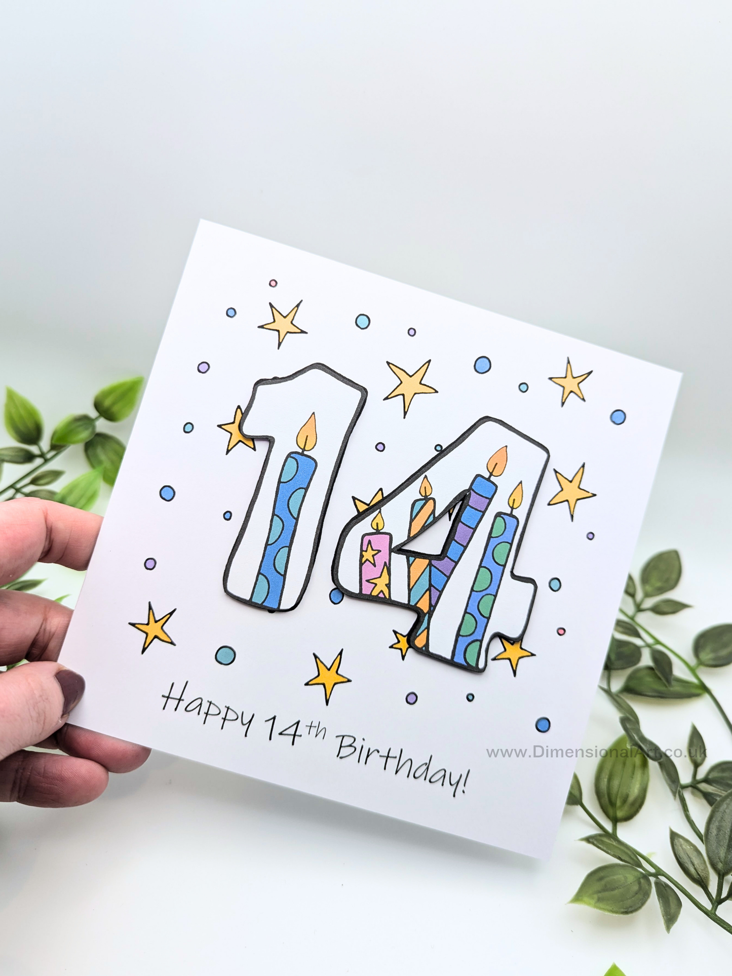 14th Number Candles Birthday Card