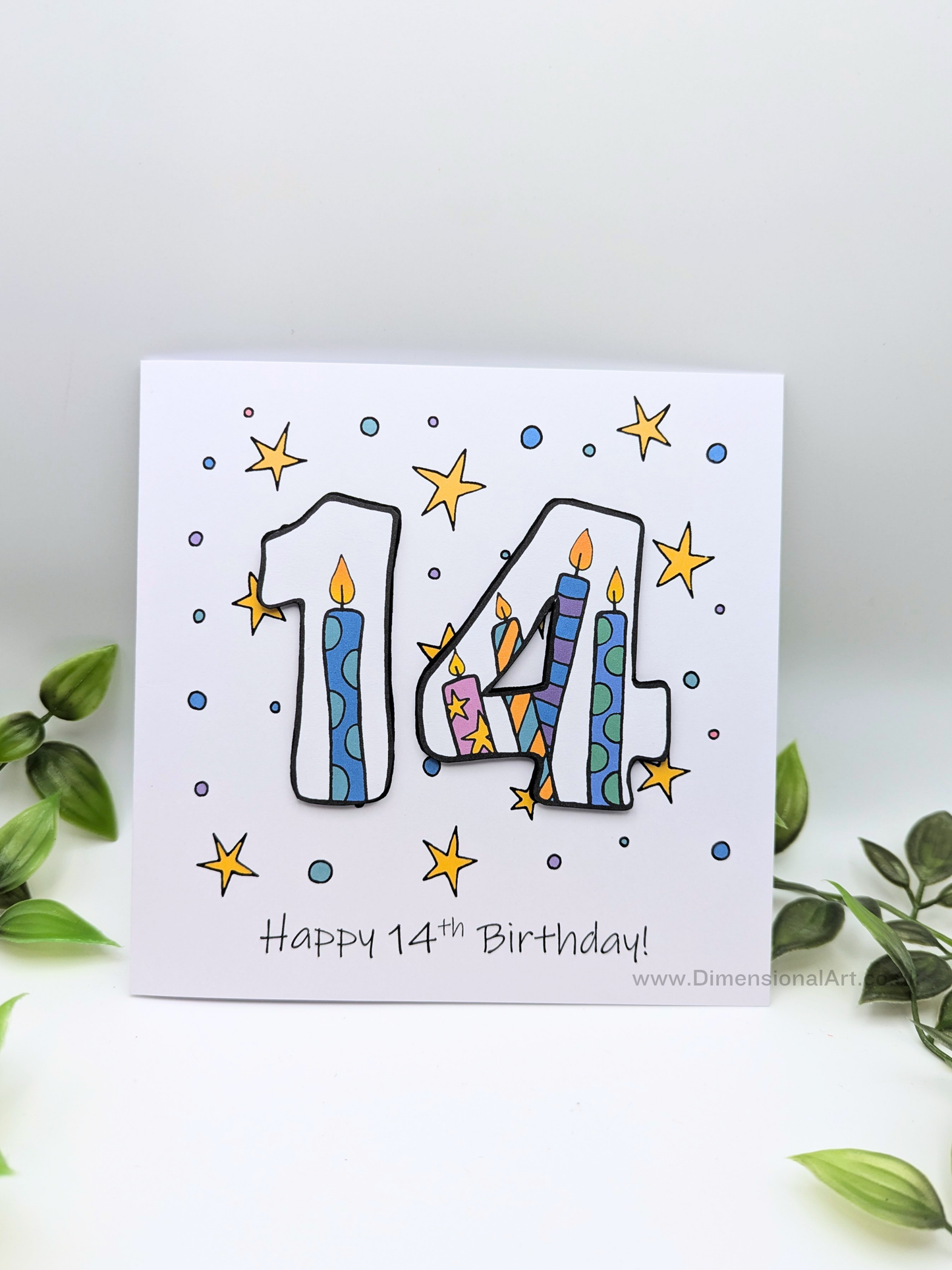 14th Number Candles Birthday Card