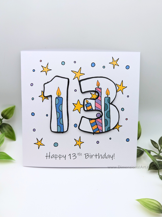 13th Number Candles Birthday Card
