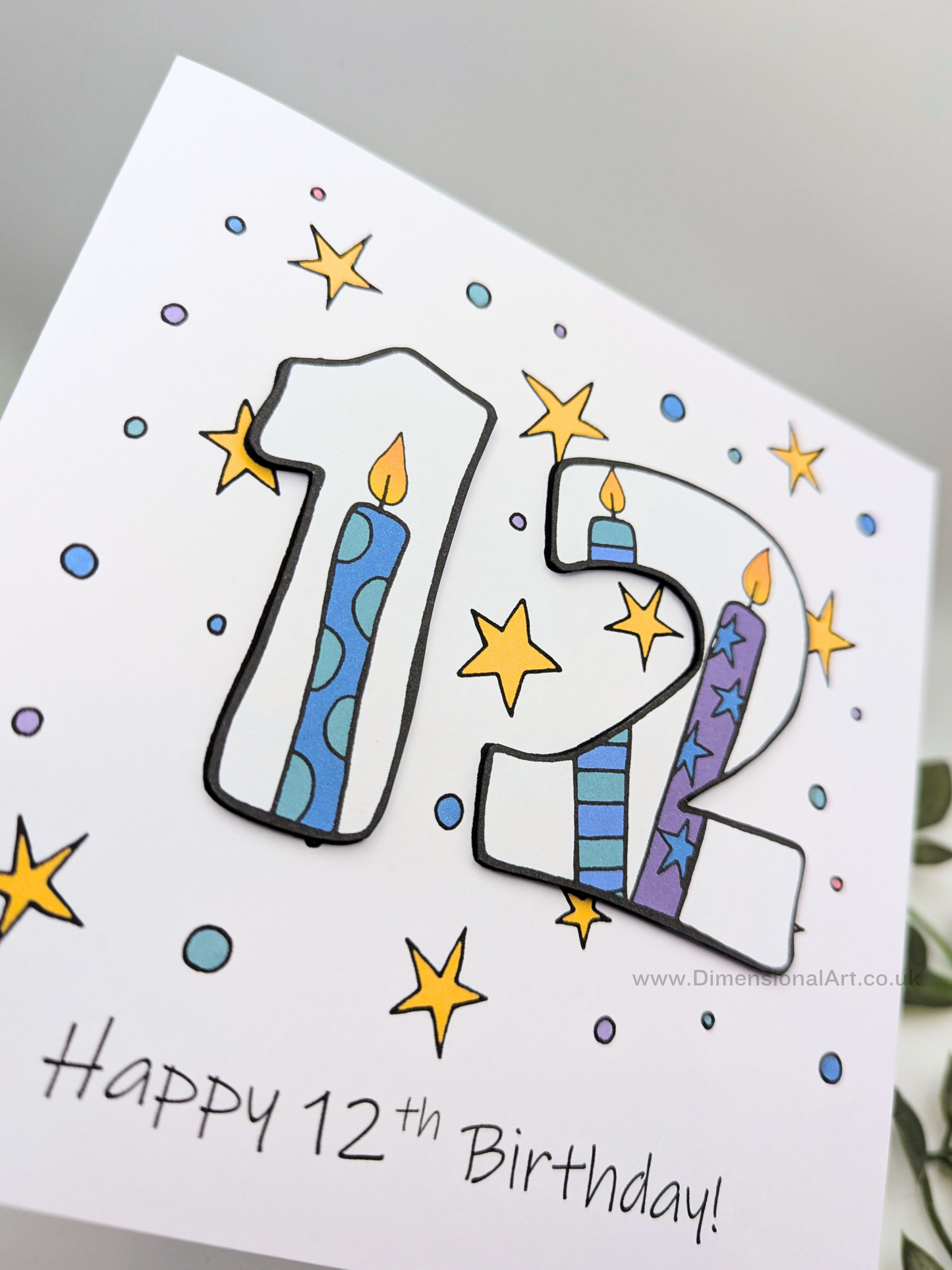 12th Number Candles Birthday Card