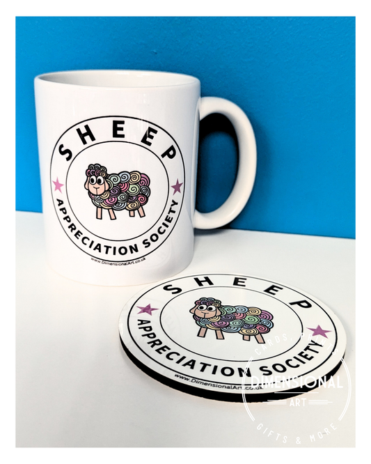 Sheep Appreciation Society Mug and Coaster