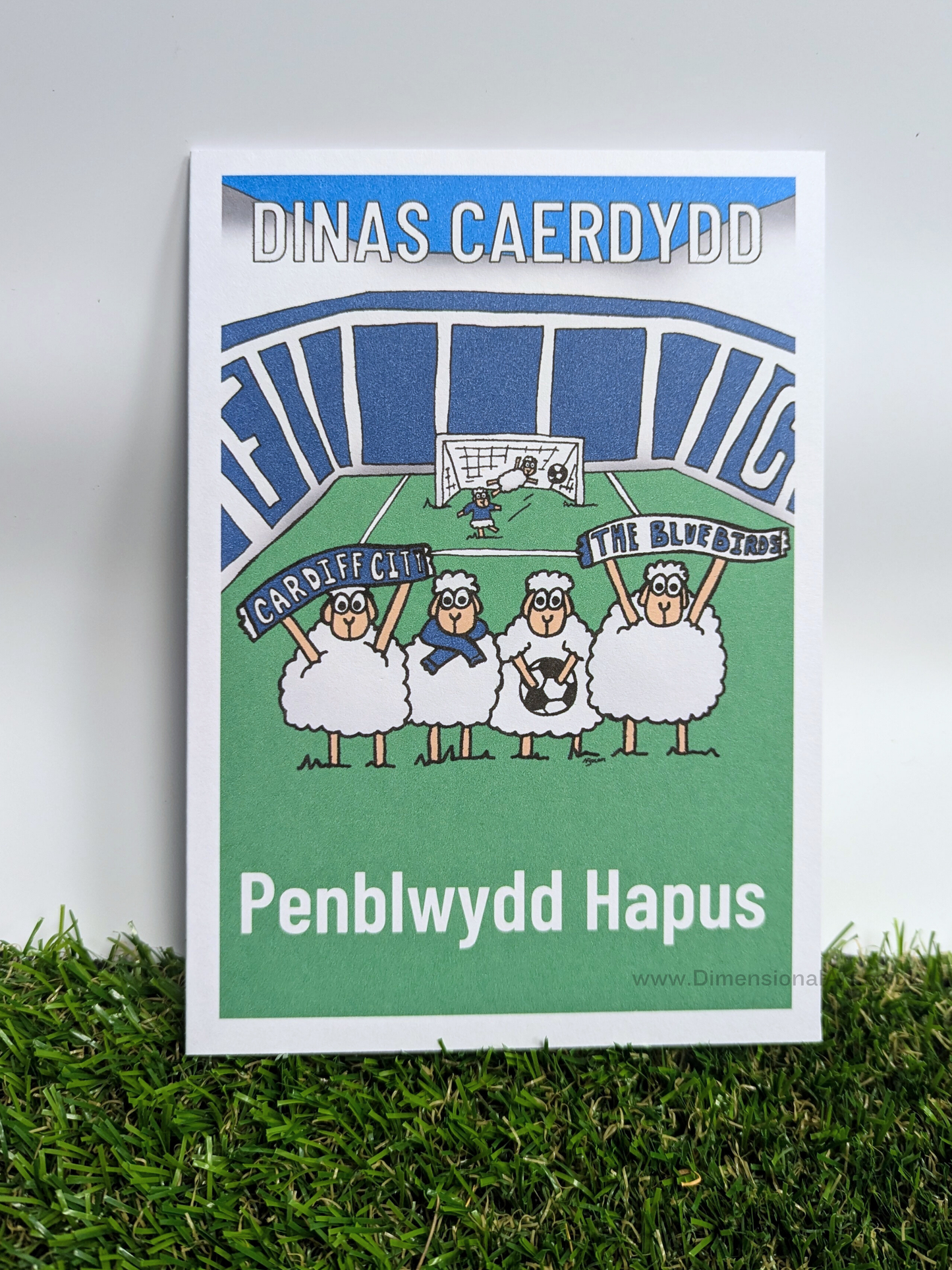 Dinas Caerdydd (Cardiff City football) Sheep Card (Birthday) WELSH