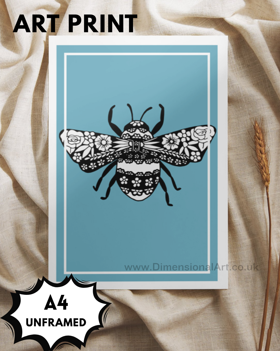 Bee A4 Print - blue