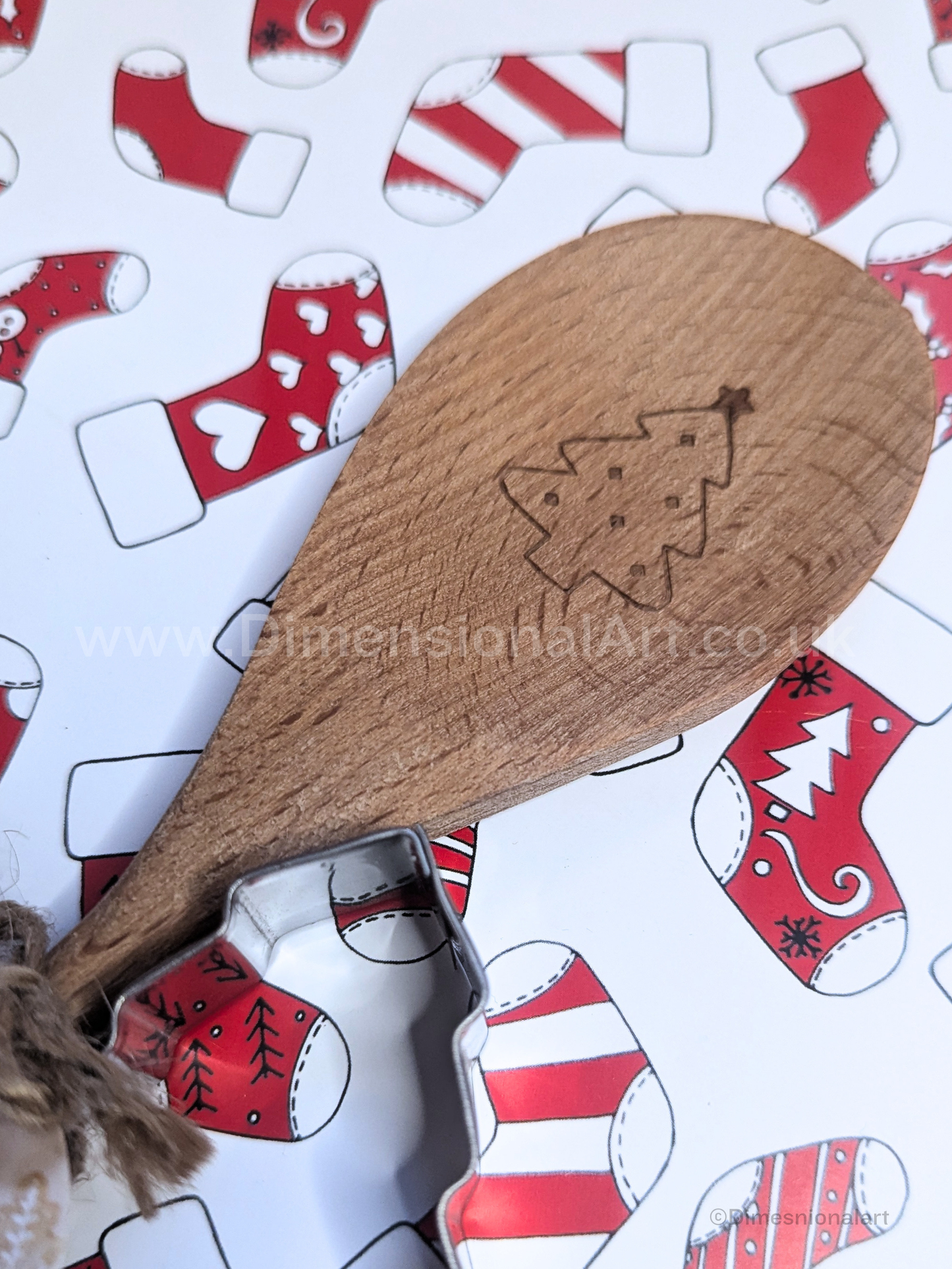 Christmas Tree Wooden Spoon and cutter Baking Set