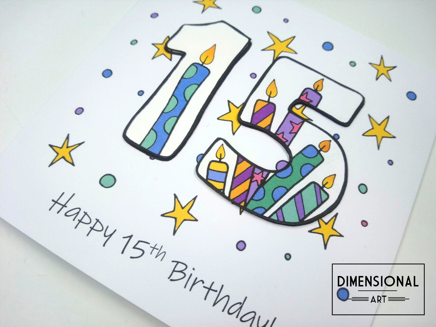 15th Number Candles Birthday Card