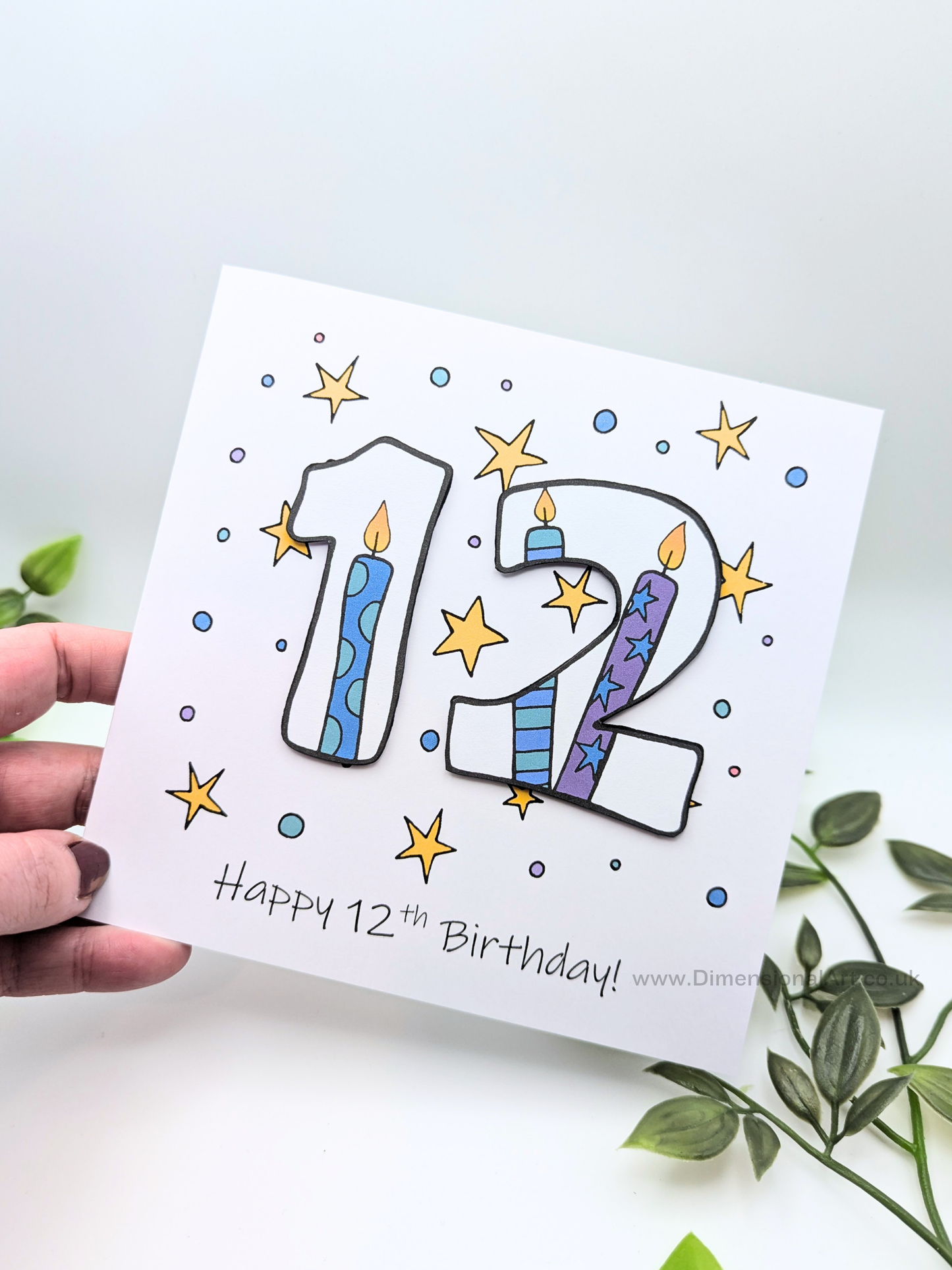 12th Number Candles Birthday Card