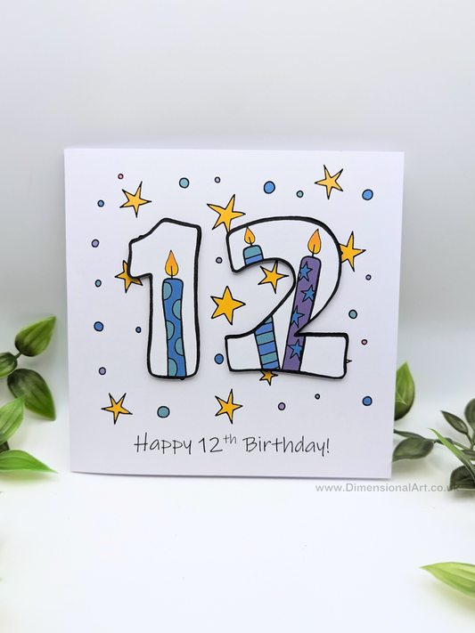 12th Number Candles Birthday Card