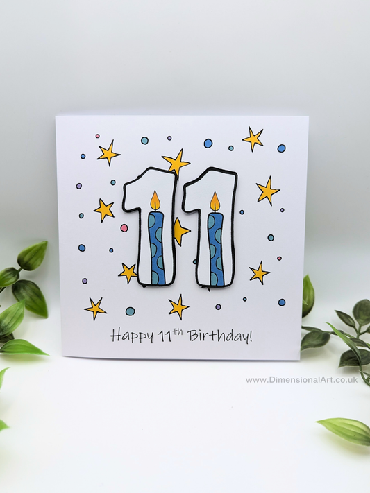 11th Number Candles Birthday Card