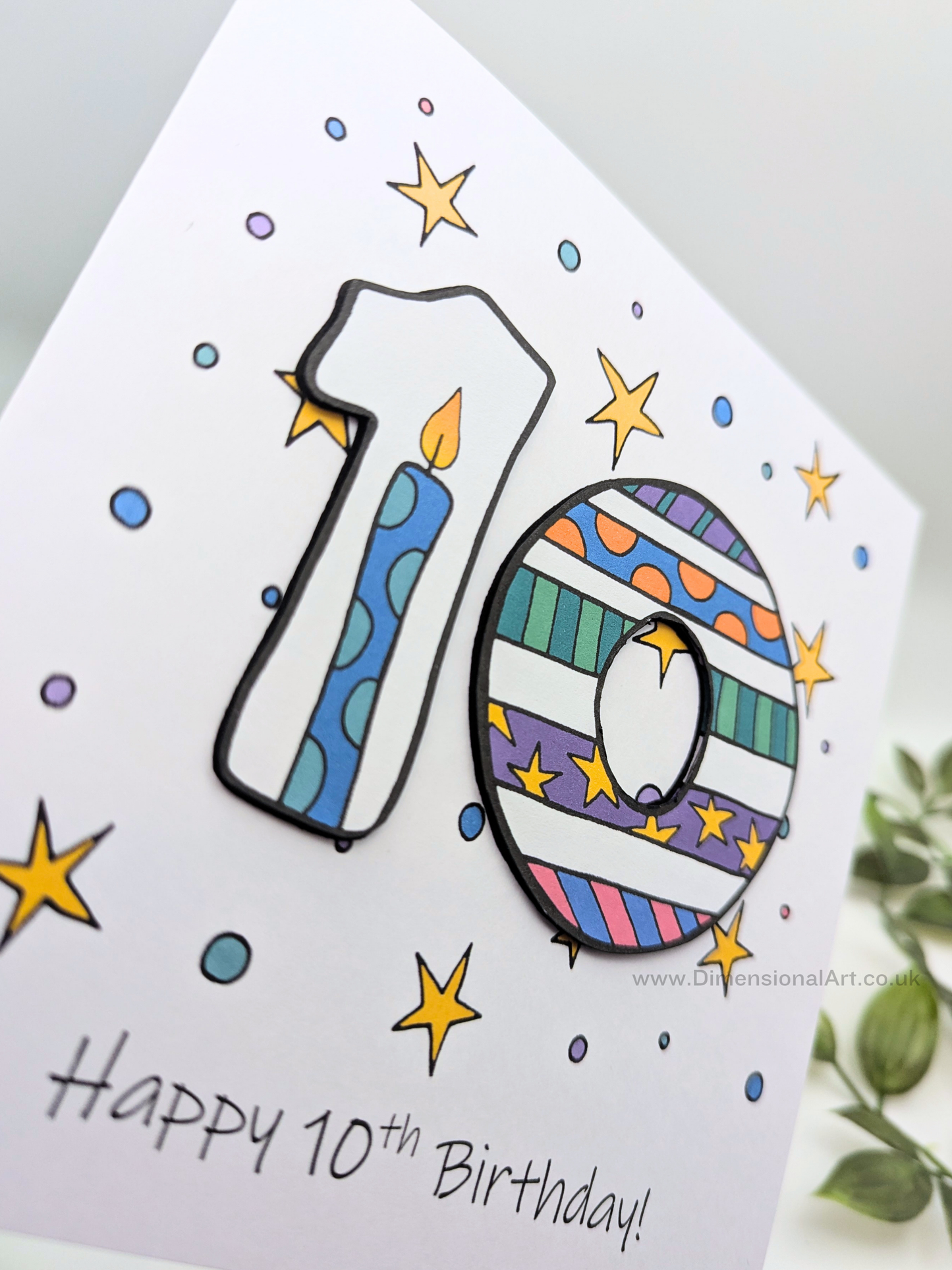 10th Number Candles Birthday Card