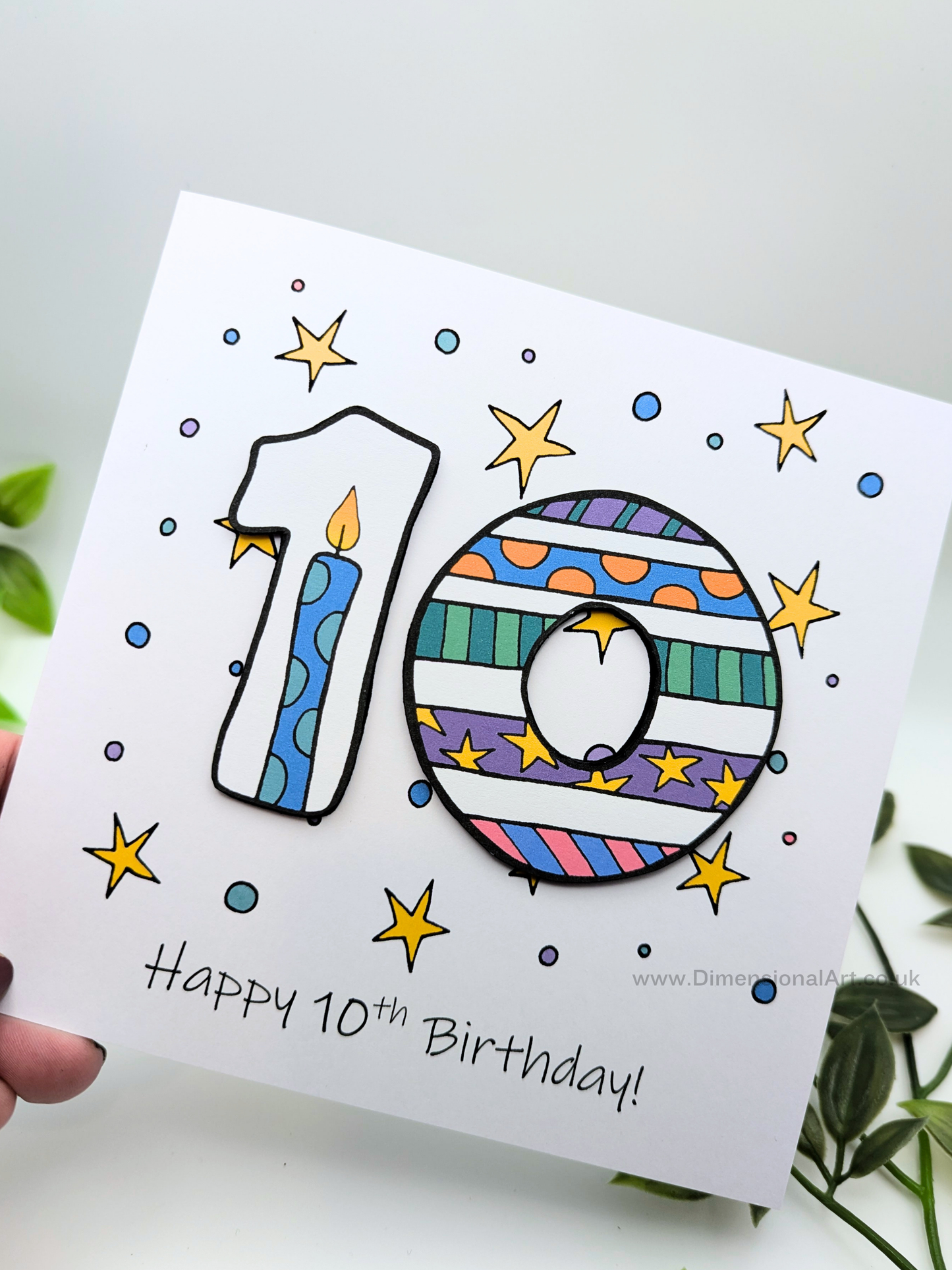 10th Number Candles Birthday Card