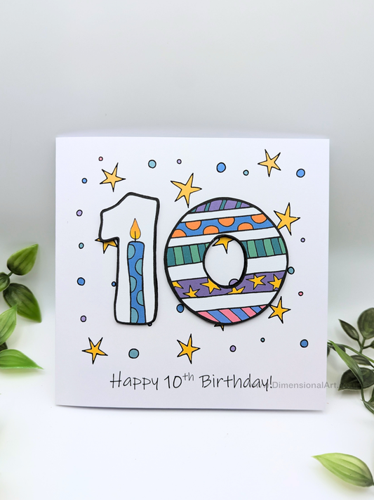 10th Number Candles Birthday Card