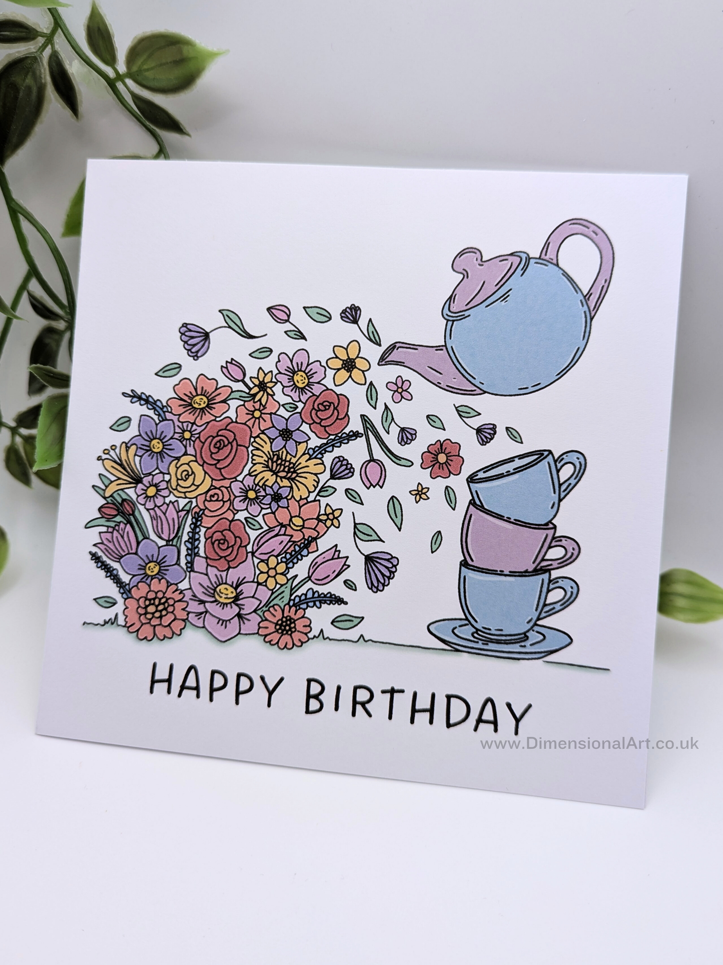 Teapot Flowers Birthday Card