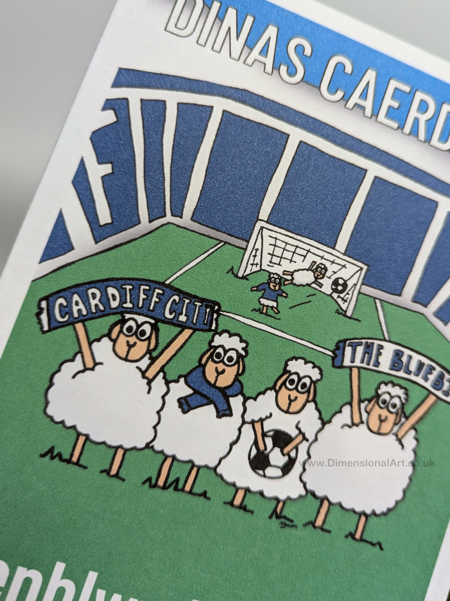 Dinas Caerdydd (Cardiff City football) Sheep Card (Birthday) WELSH