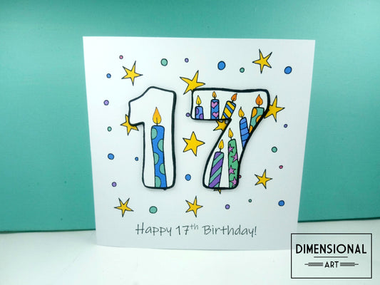 17th Number Candles Birthday Card