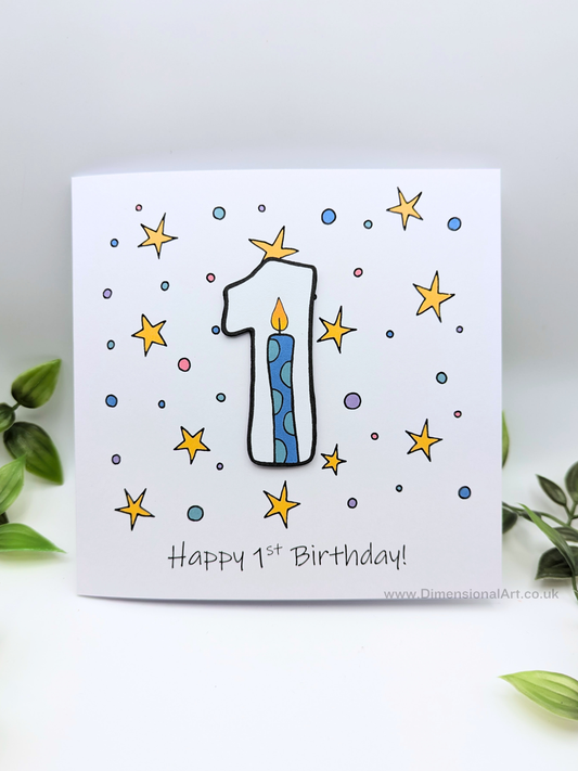 1st Number Candles Birthday Card