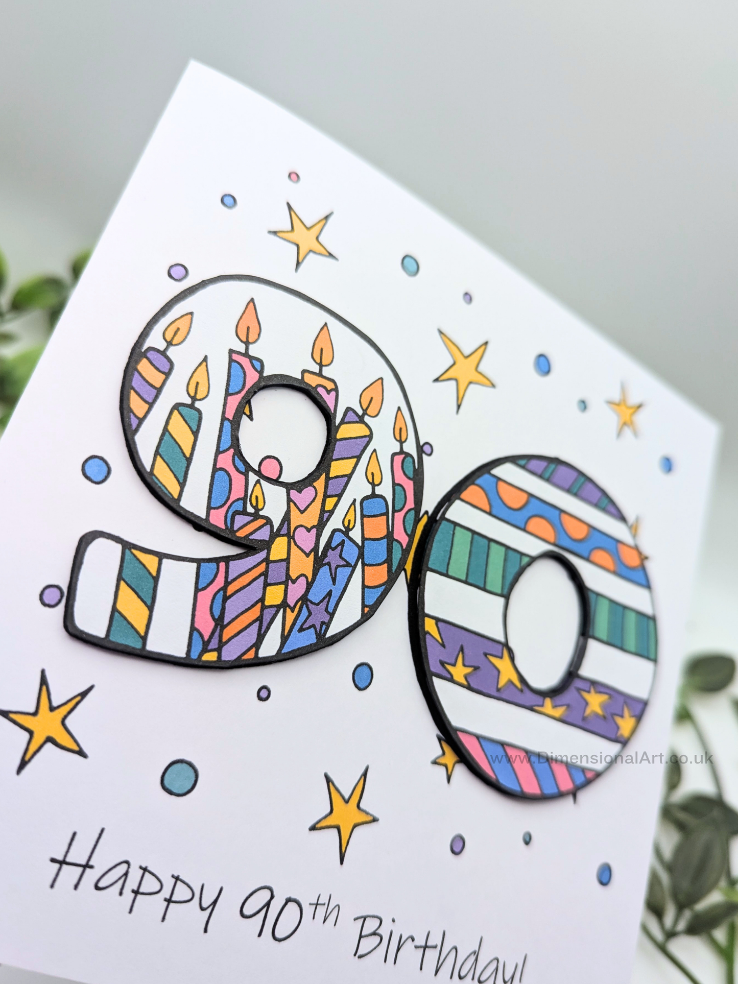 90th Number Candles Birthday Card